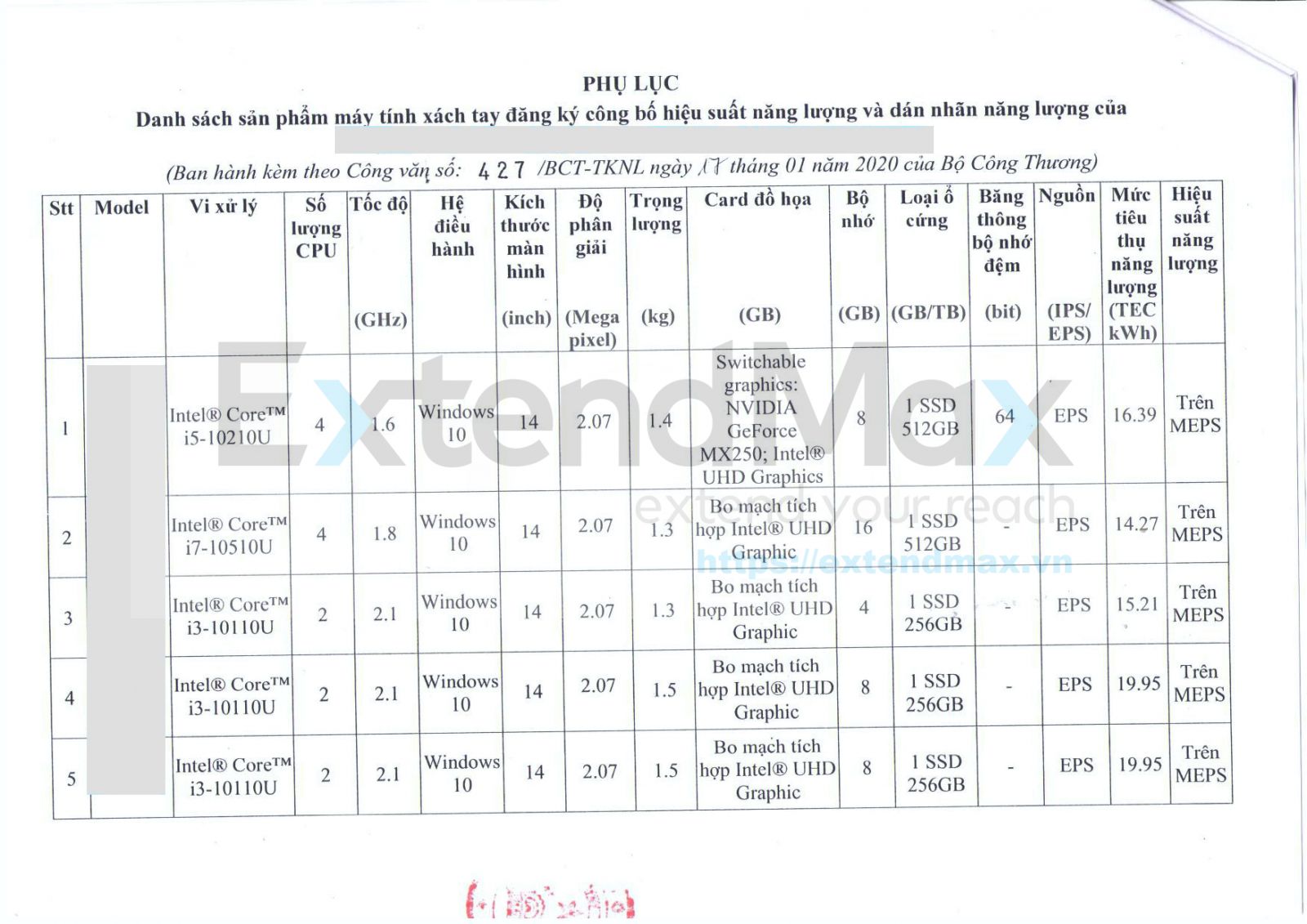 VNEEP energy efficiency declaration of conformity certificate for laptop 2